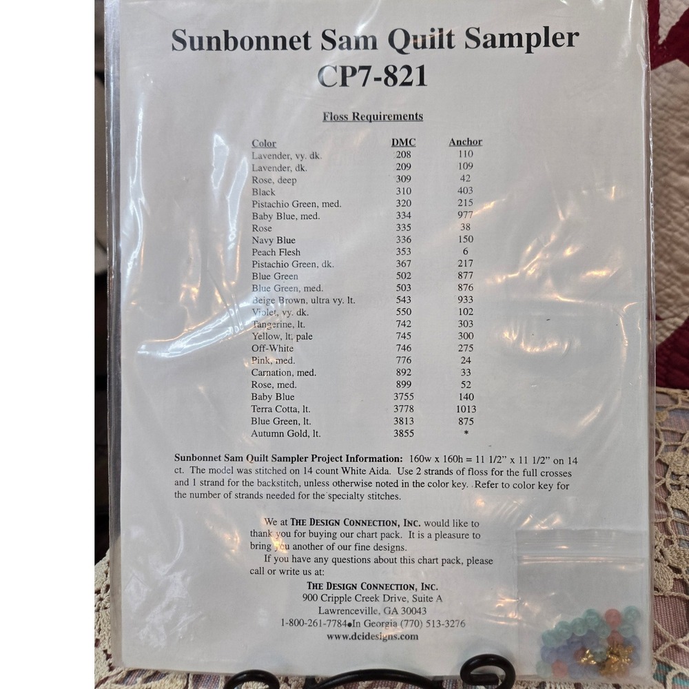 The Design Connection Sunbonnet Sam Quilt Sampler Pattern‎ NEW Charms Buttons - Picture 7 of 7